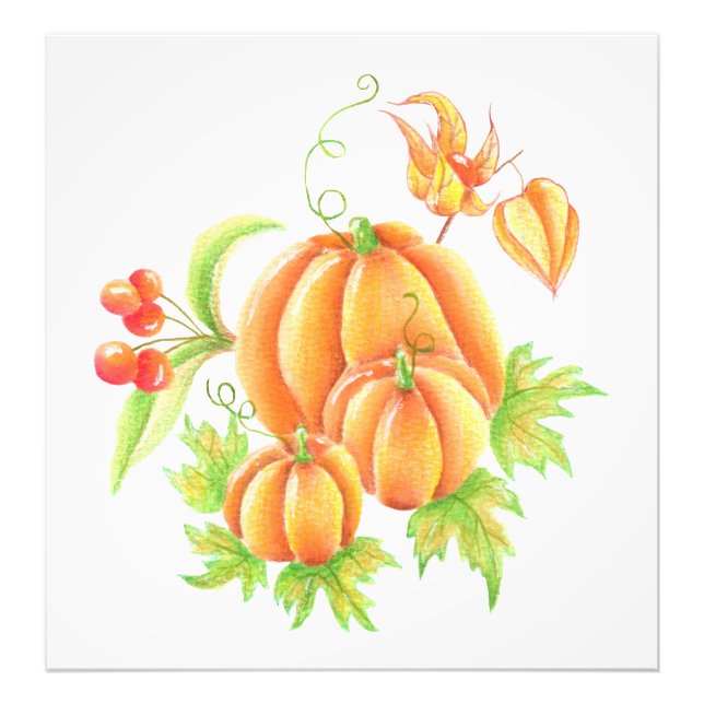 Festiv bukett med pumpa fototryck (Framsidan)