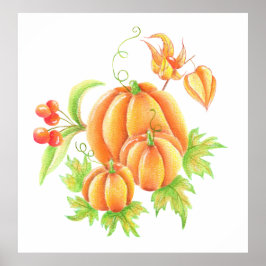Festiv bukett med pumpa poster