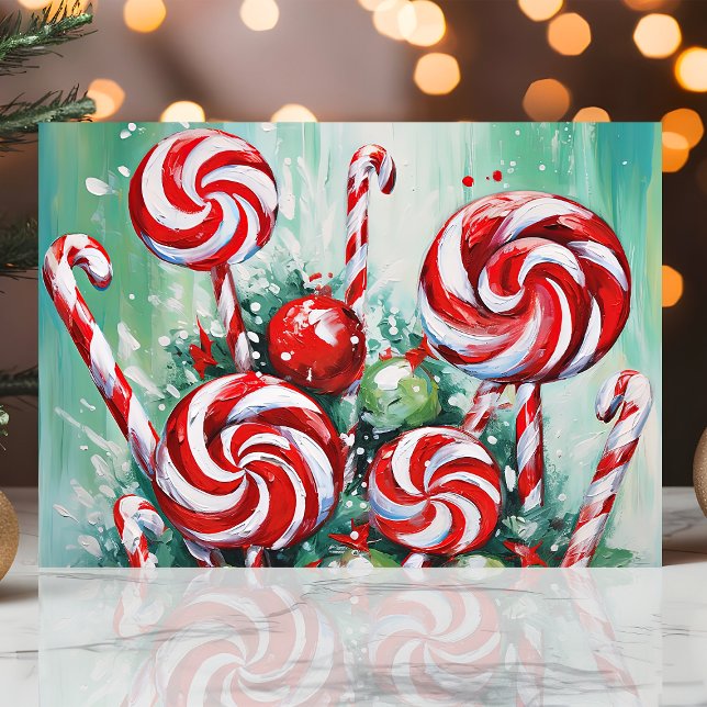 Festiv Candy Cane och Peppermint Jul Helgkort (Skapare uppladdad)