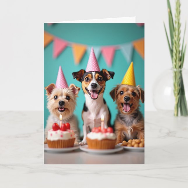 Festiv Canine Cupcake-kort Kort (Framsida)