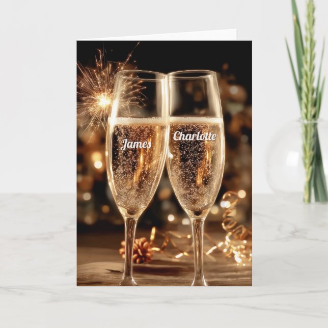 Festiv champagnefirande ögonblick kort (Framsida)