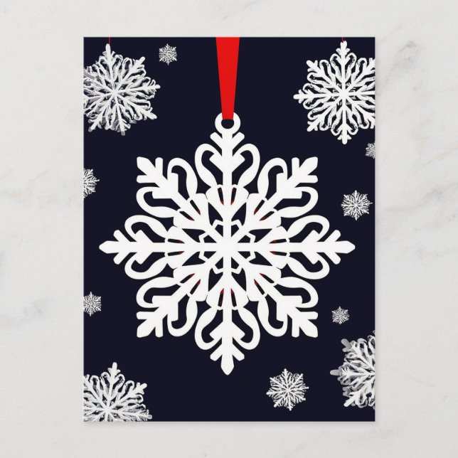 ✨ Festiv charm i form av snöflinga ❄️ Elegant Vykort (Framsida)