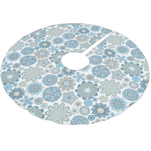 Festiv Chic Blommig Mandala Snöflingor Mönster Julgransmatta Borstad Polyester