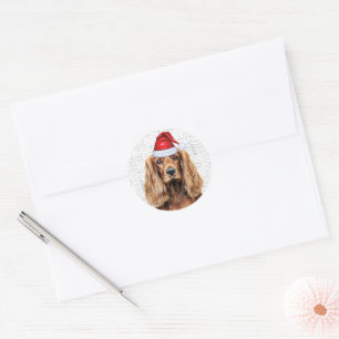 Festiv Cocker Spaniel Hund på Woof Art Jul Runt Klistermärke