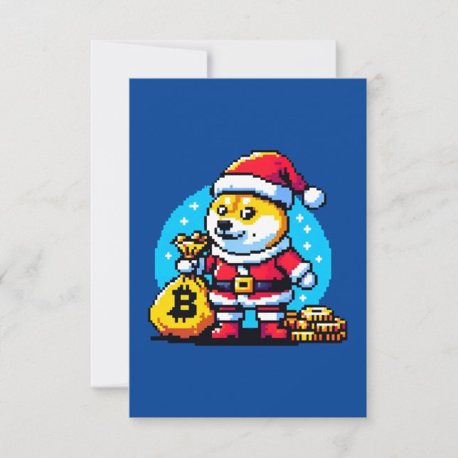 Festiv Crypto Hund - Pixel Art Juldesign Kort (Framsida)