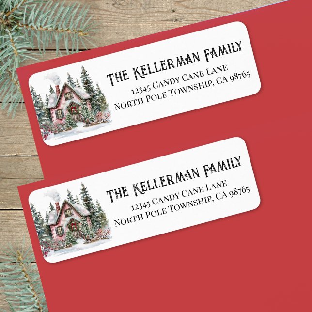 Festiv Elegant Jul Returadress Etikett (Festive Elegant Winter Christmas Return Address label )