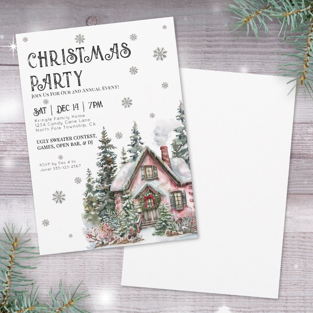 Festiv Elegant Vinter Högtid Julfest Inbjudningar (Festive Elegant Winter Christmas Party Invitation)