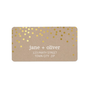 FESTIV ETIKETT - modern konfekti faux guld foil Kr Adressetikett