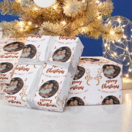 Festiv Familjefoto Röd Löv Jul Presentpapper