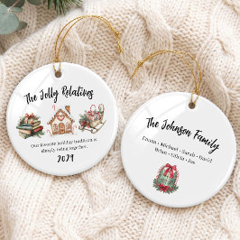 Festiv familjegrupp för högtider julgransprydnad keramik