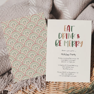 Festiv Färgglad Jul Eat Drink and Be Merry Inbjudningar