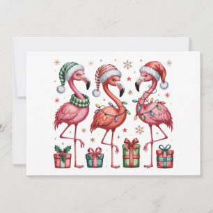 Festiv Flamingo Julsemester Söt Julbelysning Julkort
