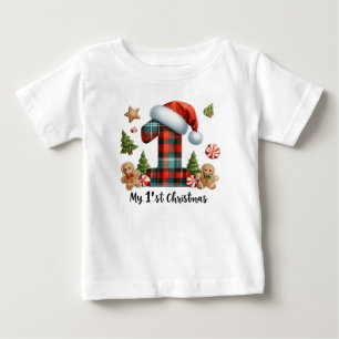 Festiv första julen för bebis t shirt