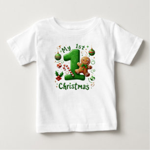 Festiv första julen för bebis  t shirt