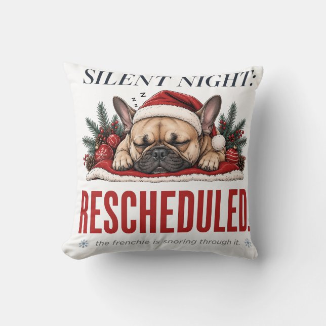 Festiv Frenchie Sömnig Jul Hem Dekoration Kudde (Framsida)
