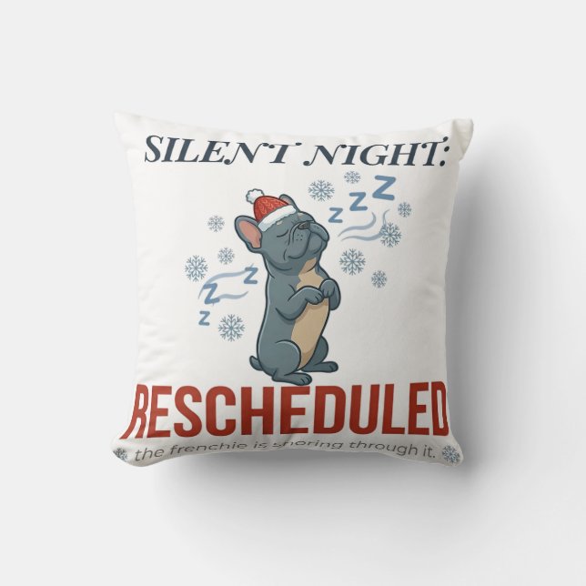 Festiv Frenchie Sömnig Jul Hem Dekoration Kudde (Framsida)