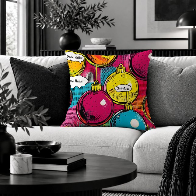 Festiv Funky Julgransprydnad Kuddcovertskonst Kudde (Festive Funky Christmas Ornament Throw Pillow Art)
