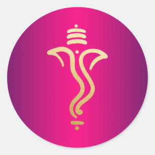 Festiv Ganesh i rosa guld/ indisk gud Runt Klistermärke