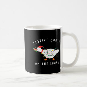 Festiv Gås På Löpande Band Rolig Dum Gås Retro Kaffemugg
