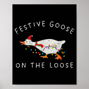 Festiv gås på lösa Christmas Duck Ljus Xm Poster