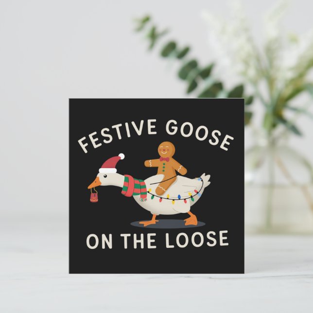 Festiv gås på lösa Christmas Gingerbread  Julkort (Stående Fram)