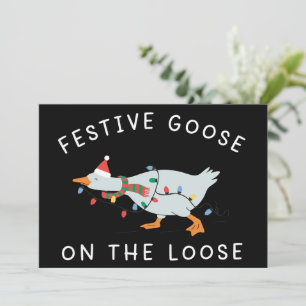 Festiv gås på lösa Christmas Rolig Anka Julkort