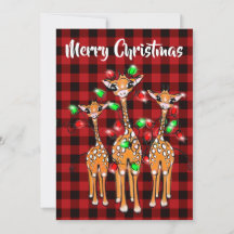 Festiv giraff för högtider, glödljus, röd rutig 