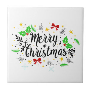 Festiv glad jul kakelplatta