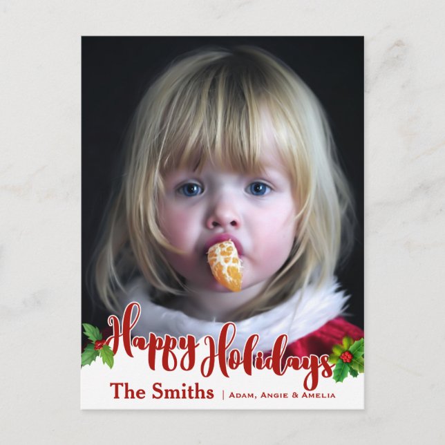 Festiv Glad Jul Kalligrafi | Järnek | Foto Helg Vykort (Framsida)