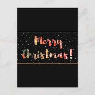 Festiv glädjande jul svart & guld design vykort