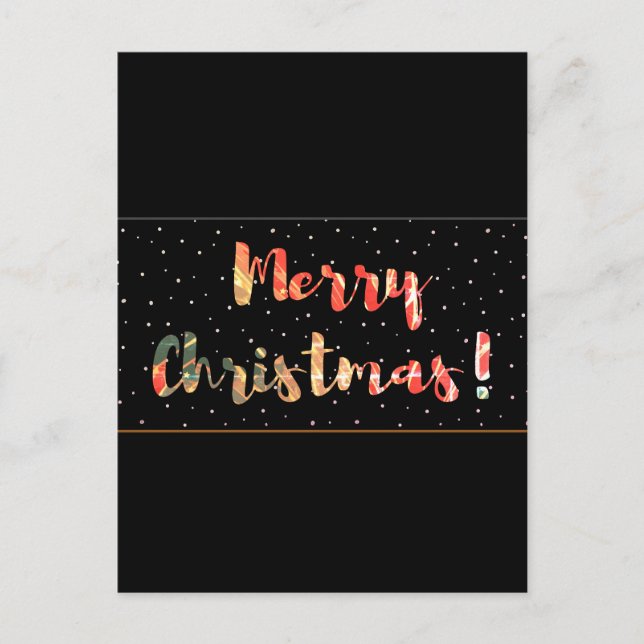 Festiv glädjande jul svart & guld design vykort (Framsida)