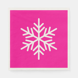 Festiv Glädje Vit Alpin Snöflinga På Ljus Rosa Pappersservett
