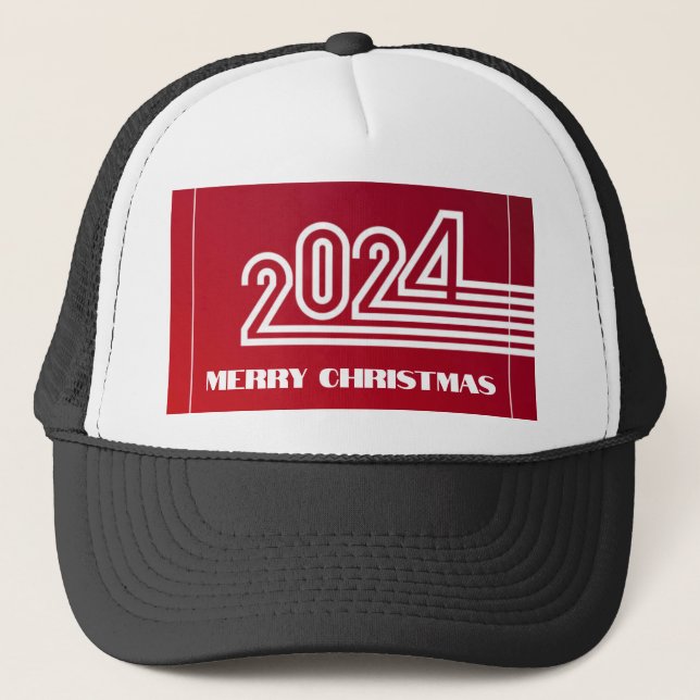 Festiv glädjelig jul 2024 Röd bakgrund  Keps (Framsida)
