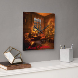 Festiv glöd fyrkantig klocka