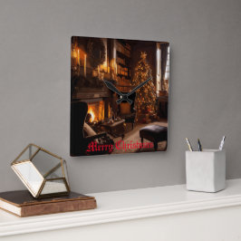 Festiv glöd fyrkantig klocka