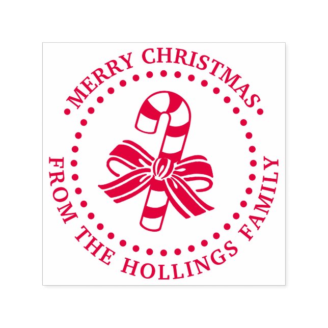 Festiv godisstav Glad jul hälsning Namn Självfärgande Stämpel (Design)