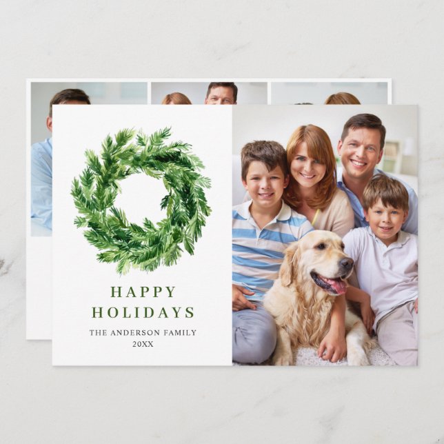 Festiv gran krans julgran 4 FOTO Julkort (Fram/baksida)