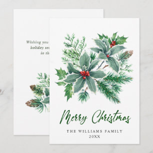 Festiv gren med julbär julhälsning julkort