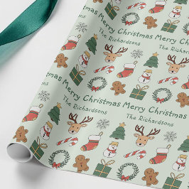 Festiv grön glädje jul helgmönster presentpapper