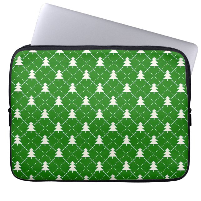 Festiv grön julgransmönster laptop fodral (Framsidan)