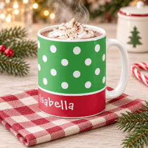 Festiv Grön Prickig Jul Namn Kaffemugg