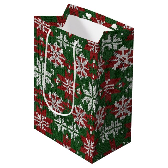 Festiv grön röd och vit nordisk stickad (Framsidan Vinklad)