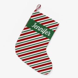 Festiv Grön Röd Randig God Jul Liten Julstrumpa