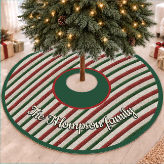 Festiv grön röd randig julmönster julgransmatta fleece