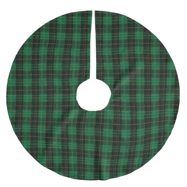 Festiv grön vinter julruta mönster julgransmatta borstad polyester (Framsidan)