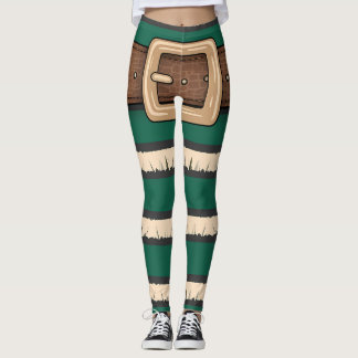Festiv Grönt Elf Costume Leggings - Helgdag Strip