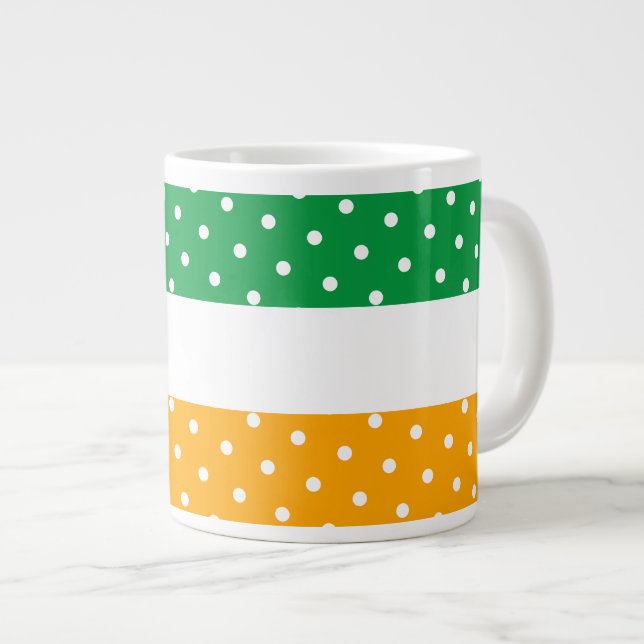 Festiv Gult med ljussken Grönt Vit Rand Jumbo Mugg (Framsida höger)