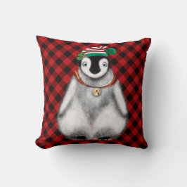 Festiv helgdag Penguin röd svart rödspätta Kudde