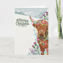 Festiv Highlandko Skotsk julkort