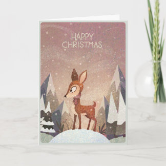 Festiv Hjort. Djup och Snöig Julskog. Kort
